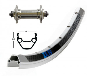 Roata fata 26x1.75, hub flange, QR, 36H, Exal ZX 19, silver, Niro spokes