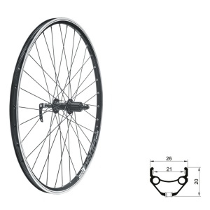 Roata Spate KLS DRAFT V-brake R 26", Negru