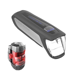 Set lumini LED B&M Ixon Core 2/Ixxi, Negru/Argintiu