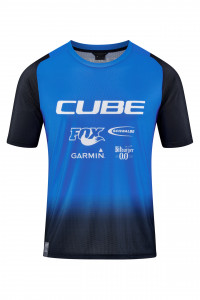 Tricou ciclism Cube Vertex Round Neck Jersey X Actionteam S/S Black Blue