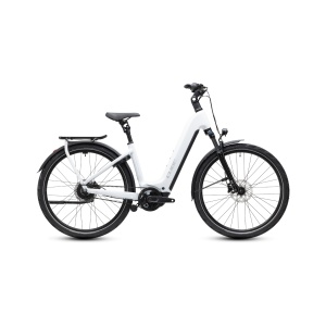Bicicleta Electrica Cube Kathmandu, Hybrid Deluxe PRO 800 Easy Entry, Metallicwhite Chrome 2027 - 28"
