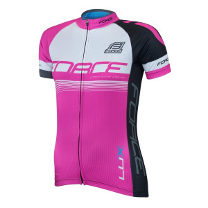 Bluza ciclism Force Lux dame maneci scurte roz