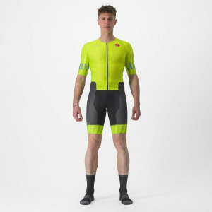 Costum de triatlon cu maneca scurta Castelli Free Sanremo SS Galben Fluo/Negru