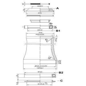 Cuvetarie aluminiu integrata Tange 1.1/8"-1.5"