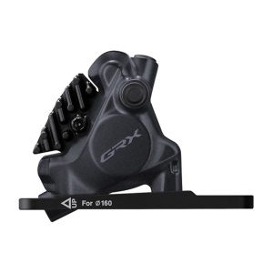 Etrier Frana Disc Shimano GRX BR-RX410 Fata Flat Mount Adaptor Pentru Rotor 140/160mm Placute L05A Resin Cu Aripioare Racire