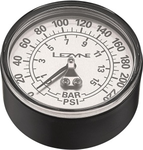Manometru analog de rezervă 2,5" pentru pompă de podea Lezyne, negru-argintiu)