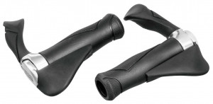 MTB-Multi-Flex-handles 2, black/silver 130/130 mm lg., Kraton/Gel/Alu