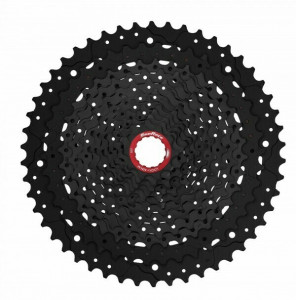 Pinioane Sunrace CSMZ91XWT5, pe caseta pentru butuc Sram XD, 10-50T, 12 vit, negre/rosu, AM