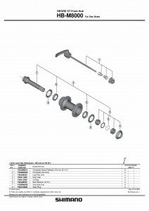 Quick release complet Shimano HB-M8000 133mm (5-1/4")