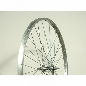 Roata fata Remerx 559x21 simpla, argintie, spite Sapim zinc, butuc alu Quando A14F, argintiu, ax cu piulite