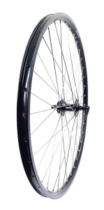 Roata fata, Remerx Rocky Disc, 28" / 29" 622x22, dubla, simplu capsata, neagra, valva Av, 36 spite Sapim Leader (inox), butuc alu Bitex DS200F, 2 rulmenti, negru, ax cu excentric (QR9mm)