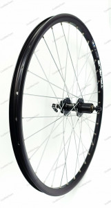 Roata spate Ryde Taurus Disc 559x21, dubla, simplu capsata, neagra, spite Sapim zinc, butuc alu Quando MR5R, caseta otel 8/9/10pinioane, negru, ax cu excentric