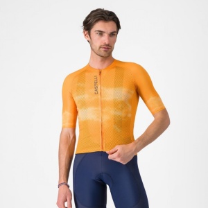Tricou cu maneca scurta Castelli Climbers A/C, pentru barbati, portocaliu/gri