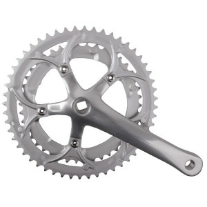 Angrenaj pedalier alu, 2 foi, 170mm, 42/52T, pe patrat, pentru 9vit, argintiu, OEM