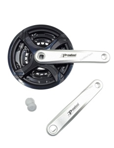 Angrenaj Prowhell TA-CQ01, alu, argintiu, 170mm, 24/34/42T otel/negre, cu CG plastic, negru, pentru 7/8 pinioane, OEM