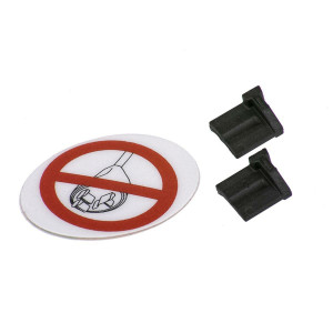Charging socket blanking plug kit, 2 x blanking plugs and 1 x sticker for sealing unused charging sockets on the eBike