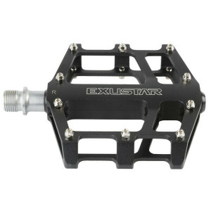 Pedale Exustar E-PB525, alu CNC, platforma, rulmenti, cuie schimbabile, negru matt, 358gr, AM