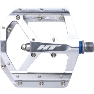 Pedale HT Components AE03, Platformă MTB, Corp Aluminiu CNC, Ax Cromoly, Sistem Rulmenți EVO+, 20 Pini Schimbabili, Argintiu