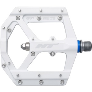 Pedale HT Components ME03, Platforma MTB, Corp Magneziu CNC, Ax Cromoly, Sistem Rulmenți EVO+, 20 Pini Schimbabili, Alb
