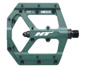 Pedale platformă HT Components ME03, magneziu, ax Titan/Cromoly, EVO+ bearings, 20 pini, MTB/e-MTB/Gravel, Verde