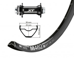 Roata fata 29" Deore XT bl.TA 15 110mm DTSwiss M462 Disk black