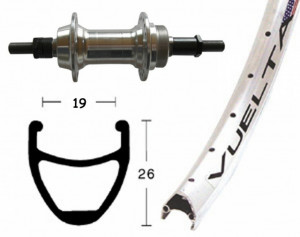 Roata spate 26x1.9 Starr Nut 36 L. Vue.Airline 1 silver, Niro-Spokes