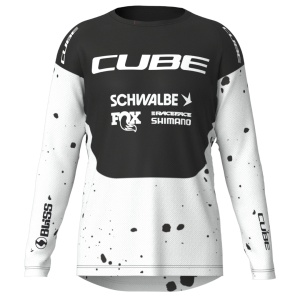TRICOU CUBE MTB WS X FACTORY, RACINGL/S BLACK/WHITE