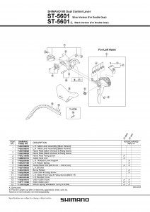 Unitate de schimbare a vitezelor pentru maneta Shimano ST-5601 stanga 2v argintiu