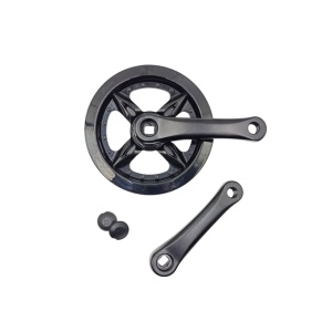 Angrenaj pedalier, Prowheel PRO-V36PP, aluminiu, negru, 127mm, foaie 3/32x36T otel, protectie dubla (plastic) neagra, OEM