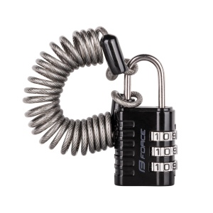 Antifurt FORCE SMALL 2 spiral code, 120cm/3mm, Negru