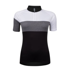 Bluza ciclism FORCE View Lady, maneci scurte, Negru/Alb/Gri