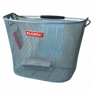 Cos bicicleta fata Basket Klickfix silver close-meshed, 16 Liter