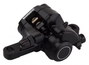 Etrier frana pe disc Shimano BR-R317, spate, mecanica, incl. adapter pt. standard, placute resin, negru, ambalat ind.