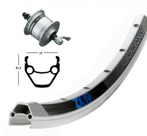 F-Wheel 28x1.75Hub Dynamo DH3N30 QR 36L. Exal ZX 19 silv/pol. Niro-Spokes