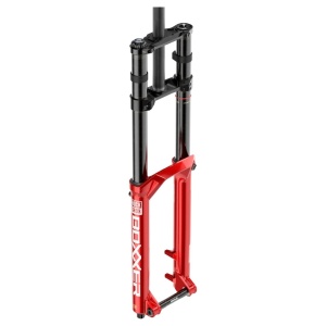 Furcă RockShox BoXXer Ultimate MY24, 27,5", Offset 44 mm, ax 20 x 110 mm, cursă 200 mm, DebonAir+ twin tube, Charger 3, ButterCups, aripă inclusă, negru-roșu