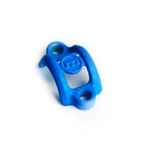 Handlebar clamp, aluminum, cyan-blue, without screws (PU = 1 piece)