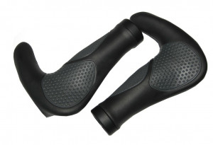 MTB-Ergo-handles AKSB 09, black/gray 135/135 mm lg., Kraton/Gel
