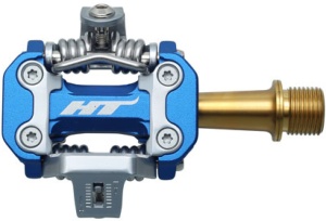 Pedale HT Components M2, sistem clipless, ax titan, corp CNC, 260 g pereche, Albastru Marin