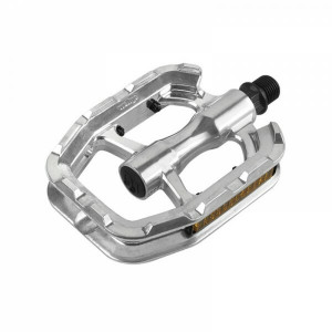 Pedale Wellgo C336, alu, corp turnat, reflectorizante, argintii, 395gr.
