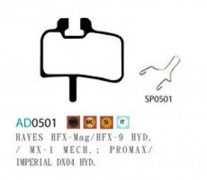 Placute frana Ashima AD0501, semi-metalice, compatibile Hayes HFX-Mag, HFX-9Hydr.MX-1 Mech.