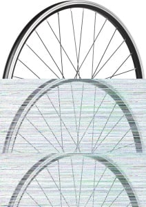 Roata fata 26″ V-brake for MTB bikes on a conical rim with a black quick-release