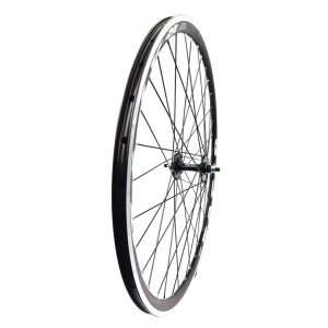 Roata fata Remerx Rapid RX 3515/V-brake 622X15 dubla, neagra, 36 spite Sapim Leader negre , butuc Bitex TKF10 Fixie-Track, negru, 2 rulmenti, ax cu piulite