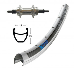 Roata spate 28 x 1.75 Nut-starr 36 L. Exal XP-19 silv/elox.