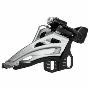 Schimbator fata Shimano Deore FD-M4100-E dublu pt. 2x10v prindere E-TYPE (fara bb plate) side swing tragere prin fata unghi cs 66-69 cl:48.8/51.8mm