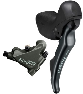 Set Frână Disc Shimano ST-4720/R BR-4770, 25mm Mnt, Placute Resin cu Aripioare de Răcire, Furtun 2200/1700mm