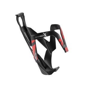 Suport Bidon Elite Custom Race X Negru Lucios, Design Rosu