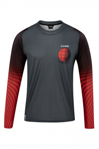 Tricou Ciclism Cube Vertex Round Neck Jersey L/S Grey Red