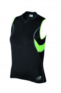 Tricou Shimano indoor pentru femei fara maneci negru/verde