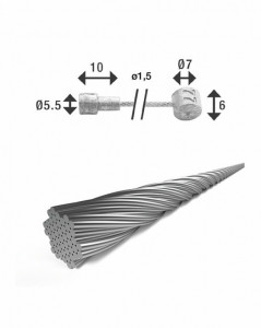 XLC brake inner cable 2,250mm, ? 1.5mm, incl. 2 nipples