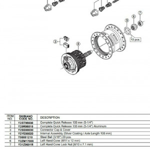 Ansamblu Shimano DH-3R35-A-NT ax 140mm silver coating